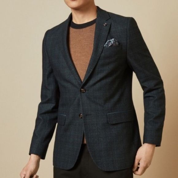 NWT Ted Baker Teal Armagh 2 Button Blazer 3/M